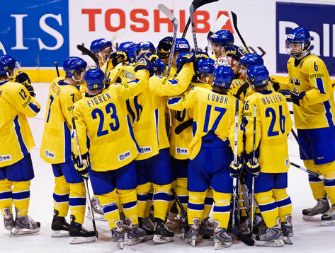 Sverige vann mot Tjeckien. Jubel, glädje