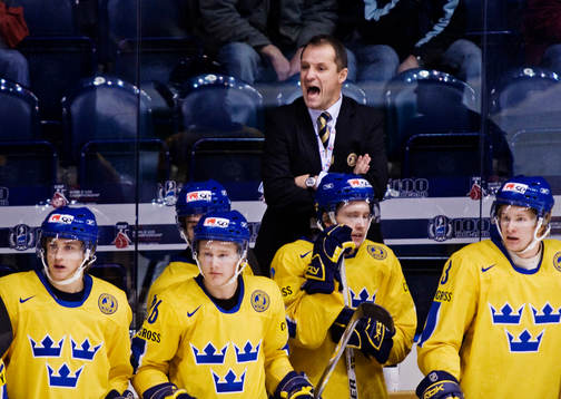 Peter Sundström, förbundskapten, basar från båset