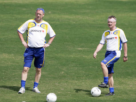 Lars Lagerbäck, förbundskapten och Roland Andersson,