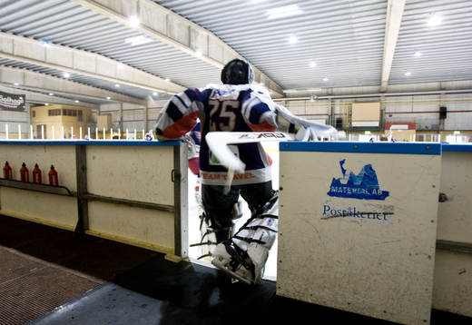Bås, spelare, vattenflaskor, klubba, ishockeyklubba