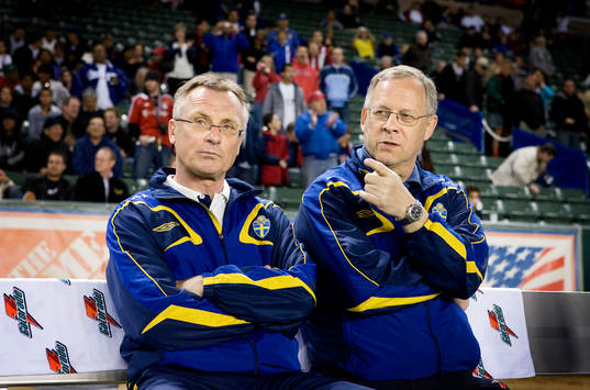 Roland Andersson och Lars Lagerbäck, förbundskapten