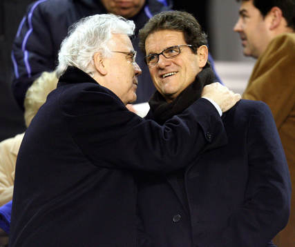 Bill Kenwright, ordförande Everton och Fabio Capello,