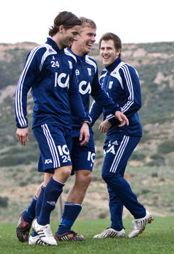 Jonathan Berg, Pontus Wernbloom och Tobias Hysén har skoj