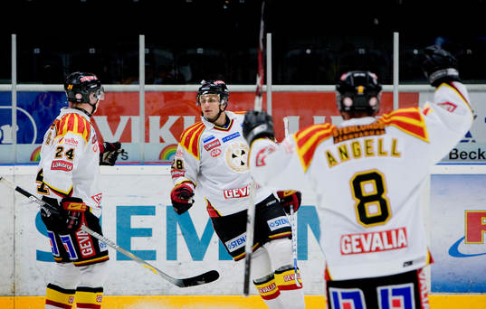 Mads Hansen, Pavel Brendl, Brynäs, och Nicholas Angell,