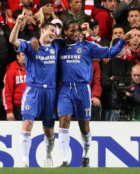 Frank Lampard och Didier Drogba, jubel