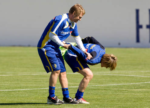 Thomas Dennerby, förbundskapten och Lilie Persson, ass