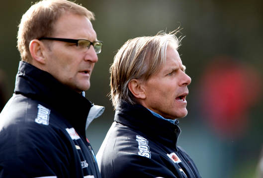 Hans Gren, ass. tränar Malmö och Roland Nilsson, tränare