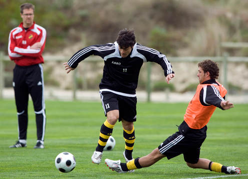 Rikard Norling, tränare AIK, Lukas Valdemarin, AIK och