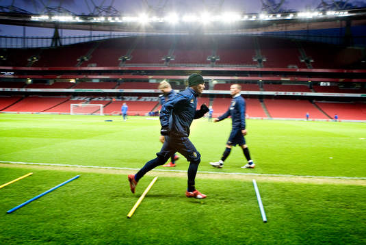 Träning på The Emirates Stadium i London