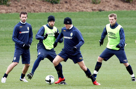 Rade Prica, Olof Mellberg, Marcus Allbäck och Fredrik Risp