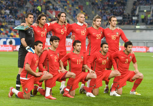 övre fr.v: Ricardo, målvakt, Nuno Gomes, Fernando Meira,