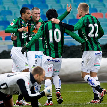 Fredrik Lungren kvitterar till 1-1 för Gais. Jubel, glädje