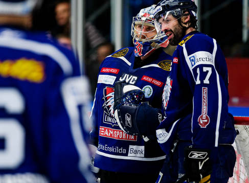 Rastislav Stana, målvakt, Linköping, och Ivan Majesky,