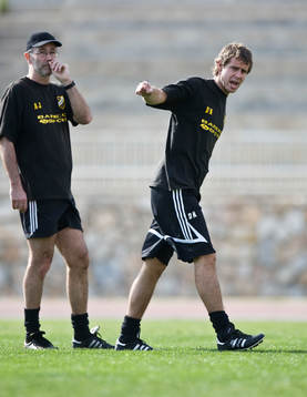 Tränarduon Alf Jönsson och Daniel Nilsson. Tränare