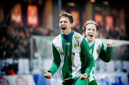 Paulinho Guará och Haris Laitinen, Hammarby, jubel