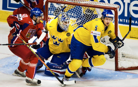 Henrik Lundqvist, målvakt, Daniel Fernholm och Tomas
