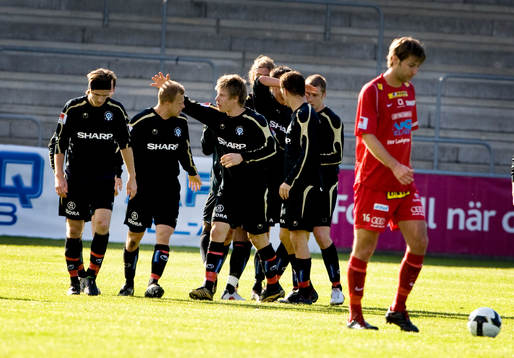 Kristian Bergström, Åtvidaberg gjorde 1-0, jubel. Depp av
