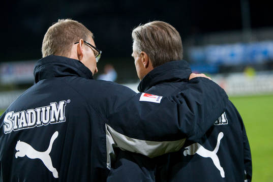 Roland Nilsson, tränare och hans tränarkollega i Malmö