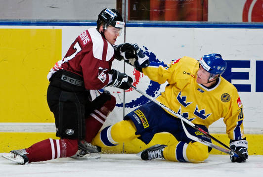 Guntis Dzerins, Lettland, och Patric Hörnqvist, Sverige,