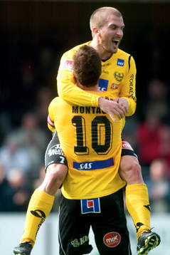 Johan Svensson och Marcus Ekenberg, Mjällby, jubel