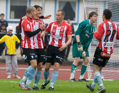 Guillermo Molinas, jubel och Christian Fegler, målvakt