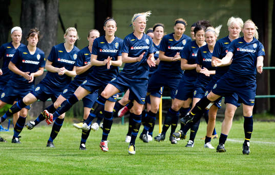 Fotboll, Dam, landslag, Sverige, träning