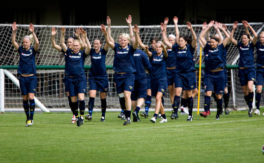Fotboll, Dam, landslag, Sverige, träning