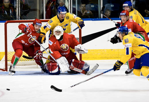 Fredrik  Warg, Mattias Weinhandl, Oleg Leontiev och Vitali
