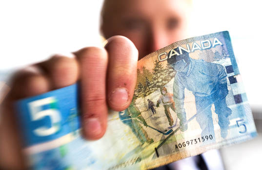 5dollar Kanadensisk dollar sedel, pengar