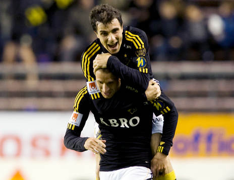 Kenny Pavey, och Daniel Mendes, AIK jubel