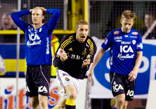 Kenny Pavey, AIK räddade segern och 1-0. Jubel
