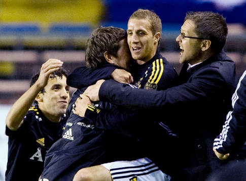 Kenny Pavey, AIK räddade segern och 1-0. Jubel, glädje