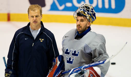 Henrik Lundqvist och Bengt-Åke Gustafsson, tränare,