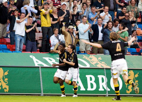 Khari Stephenson, 1-0 och Daniel Mendes, 2-0, AIK. Jubel
