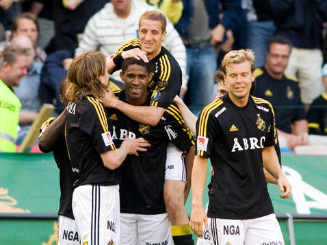 Kenny Pavey, och Khari Stephenson, AIK. Jubel, glädje