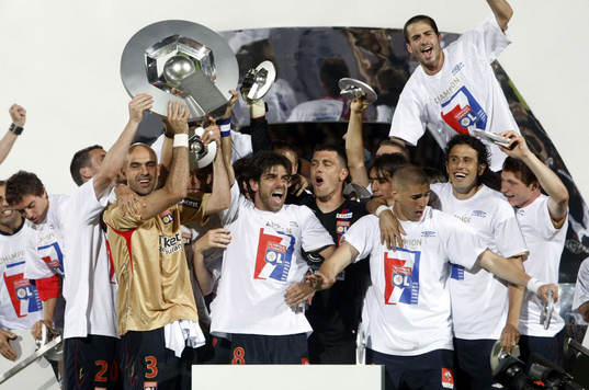 Fotboll, fransk, Lyon, Franska Mästare 2008. Jubel,