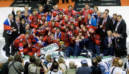 VM guld till  Ryssland, lagbild. VM-guld, guld,
