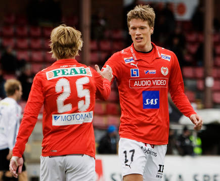 Målskyttarna César Santín och Viktor Elm, Kalmar