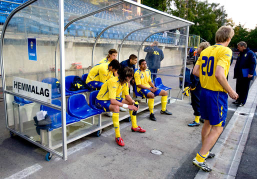 Fotboll, U21 Turnering, Avbytarbänk, Sverige, hemmalag