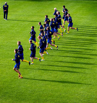 Fotboll, U21 Turnering, Sverige, uppvärmning