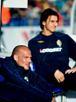 Fredrik Ljungberg och Zlatan Ibrahimovic, Sverige, på