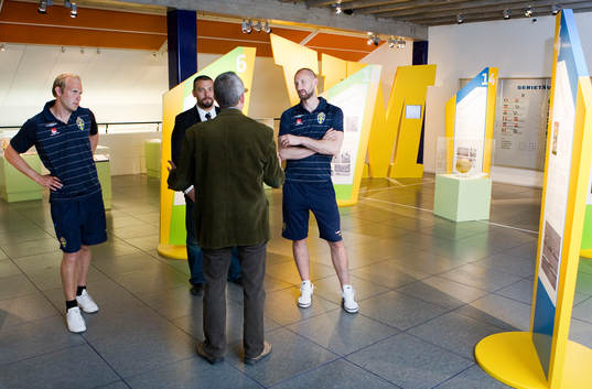 Mikael Dorsin och Johan Wiland  på Idrottsmuseet VM-58