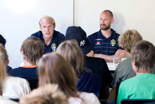 Mikael Dorsin och Johan Wiland  på Idrottsmuseet VM-58