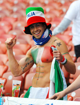 Fan, supporter, hatt, huvudbonad, flagga