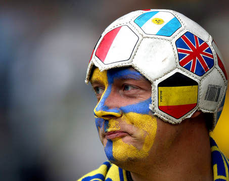 Fan, supporter, boll, huvudbonad, hatt, ansiktsmålning