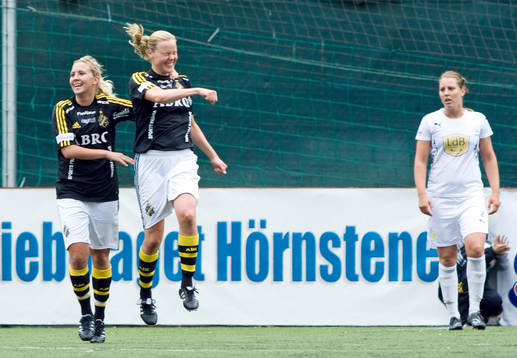 Louise Fors, och Laura Kalmari, AIK jubel