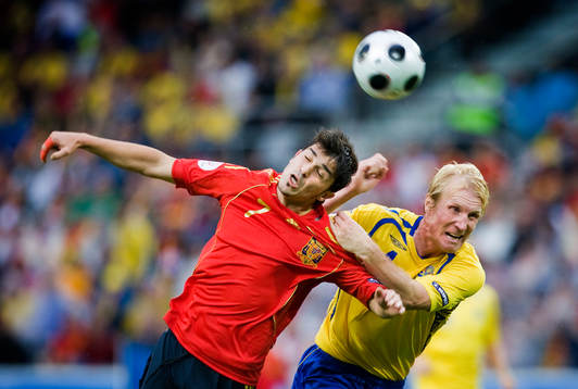 David Villa, Spanien, och Petter Hansson, Sverige