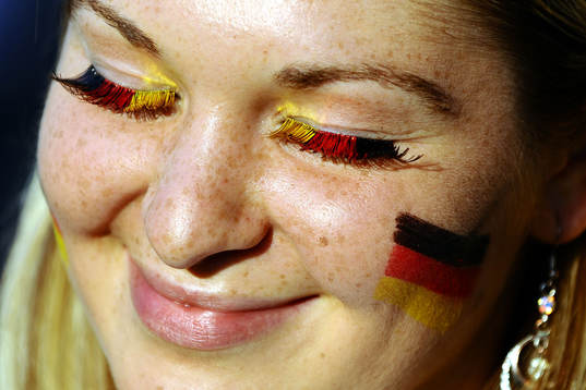 Fan, supporter, ögonfransar, flagga, ansiktsmålning