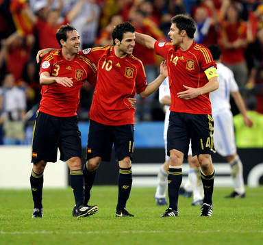 Cesc Fabregas, Fernando Navarro och Xabi Alonso, Spanien.
