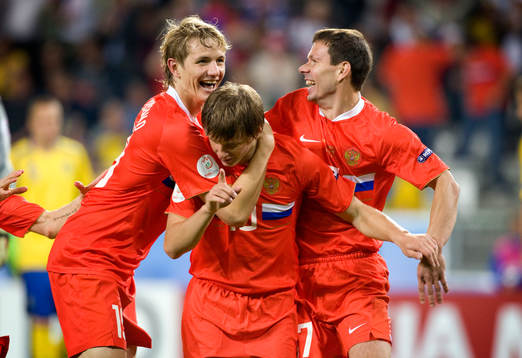 Roman Pavlyuchenko, Andrei Arshavin, och Konstantin